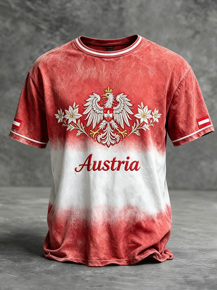 Vintage österreichisches Adler- und Edelweiß-Lässig-T-Shirt