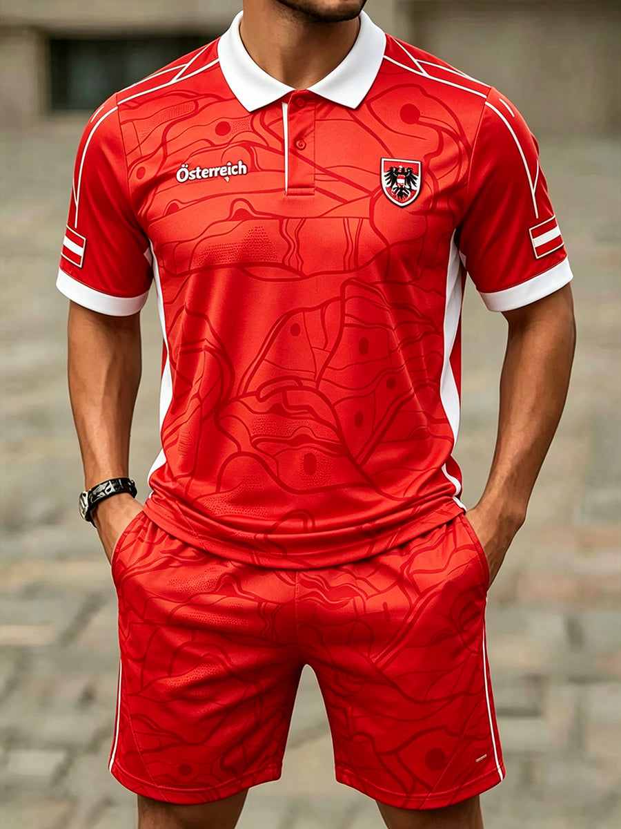 Herren-Set mit Fußballmotiv und kurzen Ärmeln