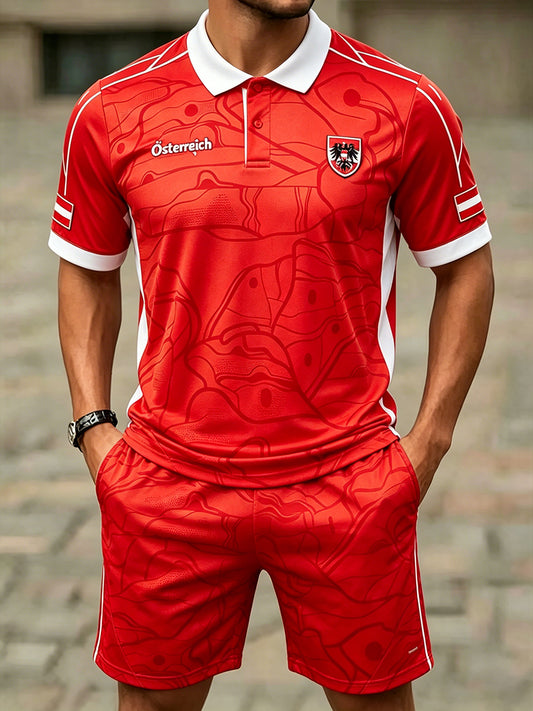 Herren-Set mit Fußballmotiv und kurzen Ärmeln