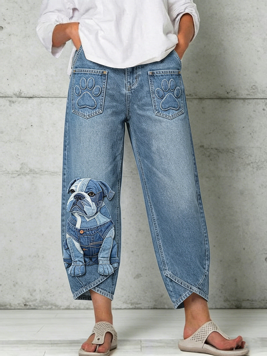 Ausgeblasene Damen-Kunstdruck hosen