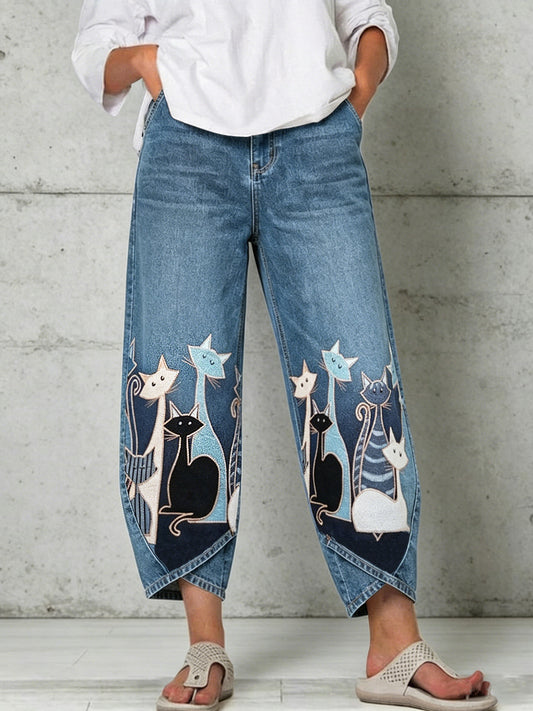Damenhose mit Tiermotiv-Print