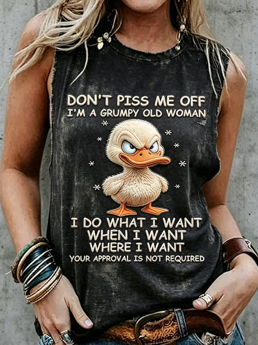 Damen Retro Piss nicht vom alten Peopel Print ärmelloses Tank Top