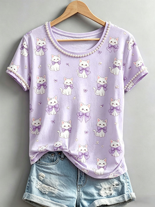 Damen-T-Shirts mit Katzenmuster