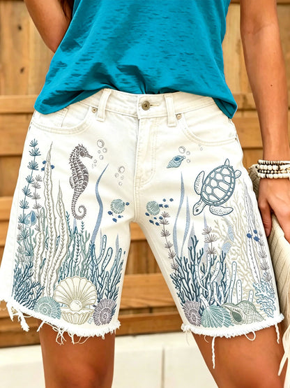 Damen Shorts mit Tier-Print