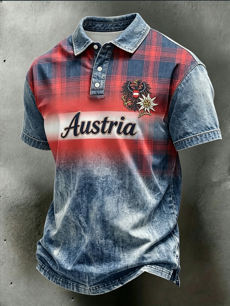 Retro österreich isches kariertes Steigung-lässiges Polos hirt