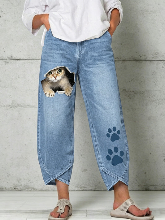 Damenhose mit Tiermotiv-Print