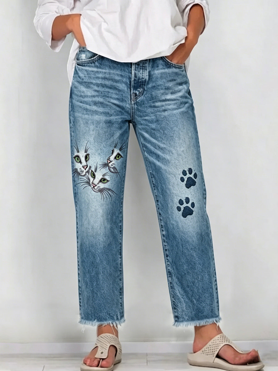 Damen-Sportjeans mit Tiermuster