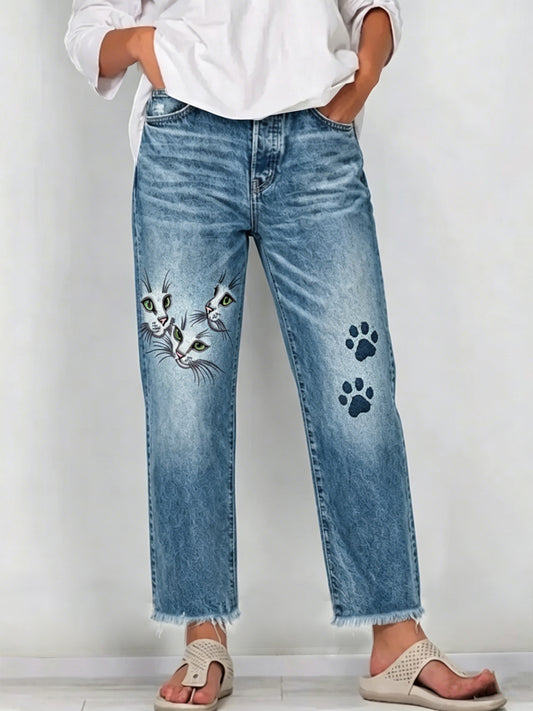 Damen-Sportjeans mit Tiermuster