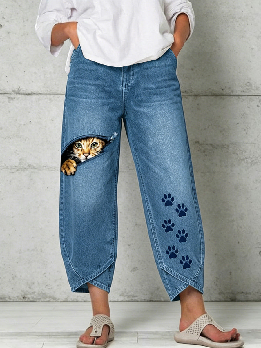 Damenhose mit Tiermotiv-Print