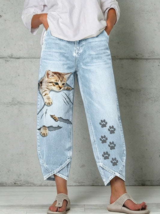Damenhose mit Tiermotiv-Print
