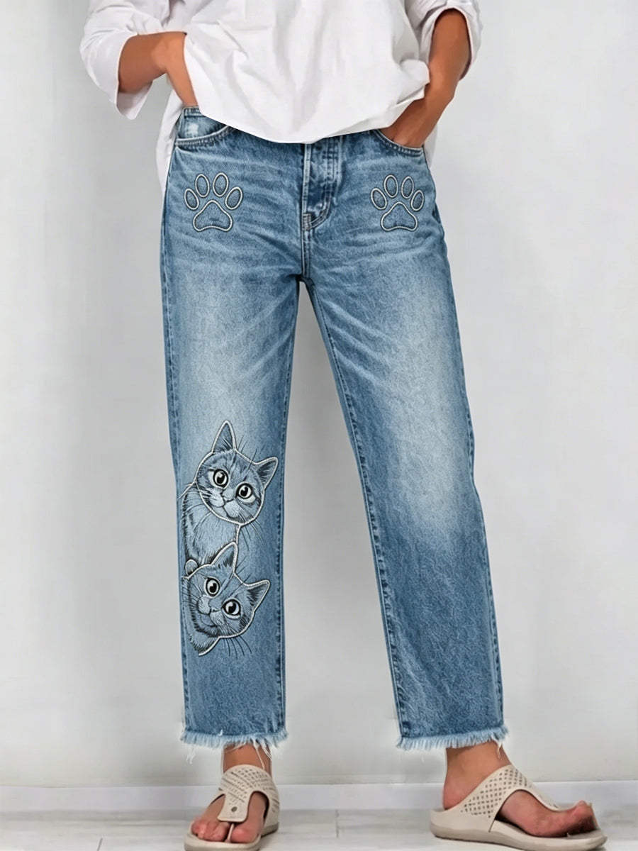 Damen-Sportjeans mit Tiermuster