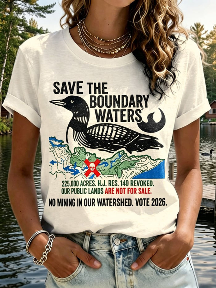 Damen-T-Shirt mit „Save The Boundary Waters“-Print