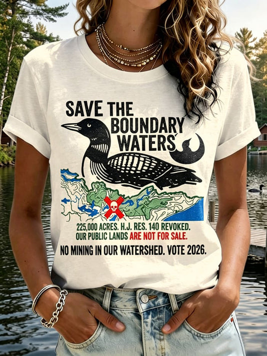 Damen-T-Shirt mit „Save The Boundary Waters“-Print