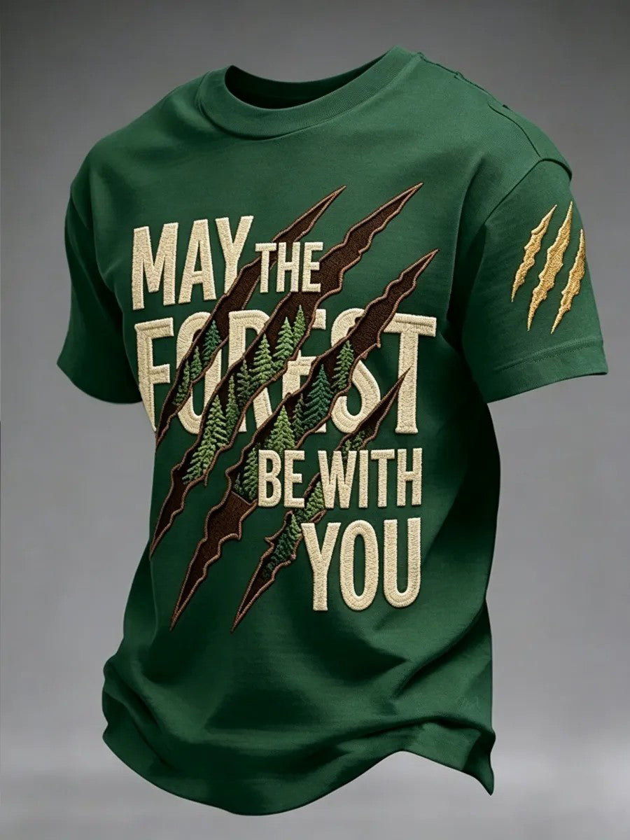 Herren-T-Shirt mit dem Aufdruck „May The Forest Be With You“