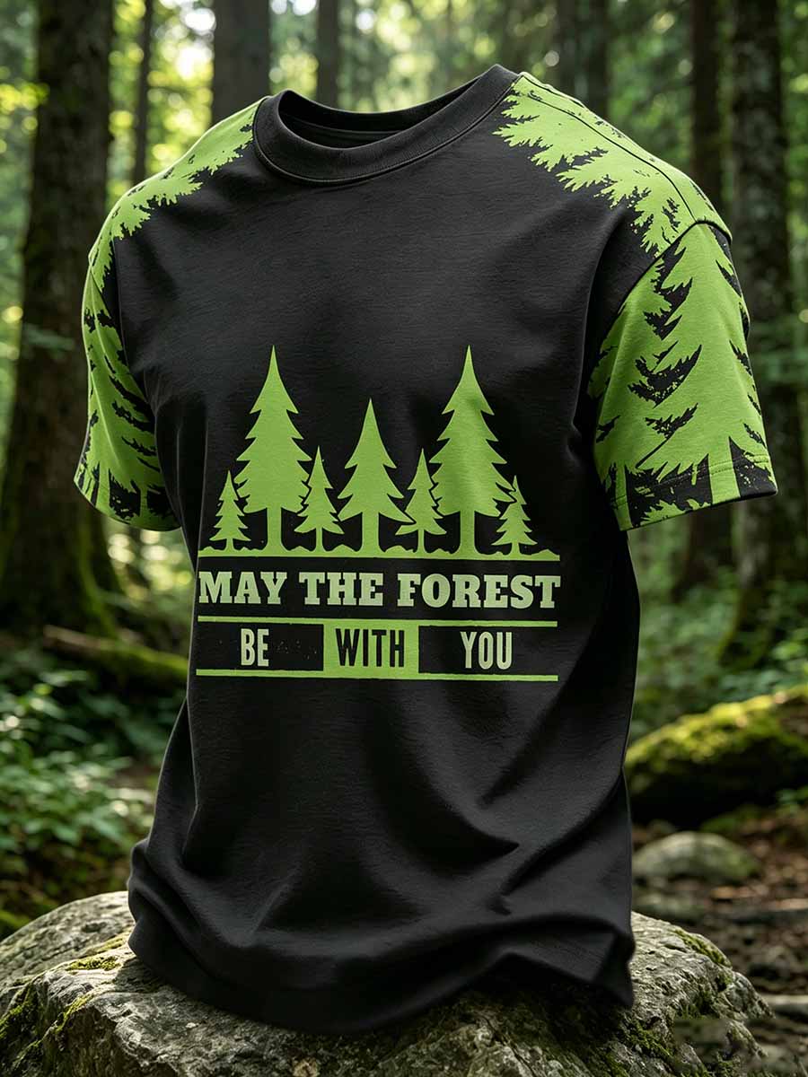 Männer "Möge der Wald mit dir sein" bedrucktes lässiges T-Shirt