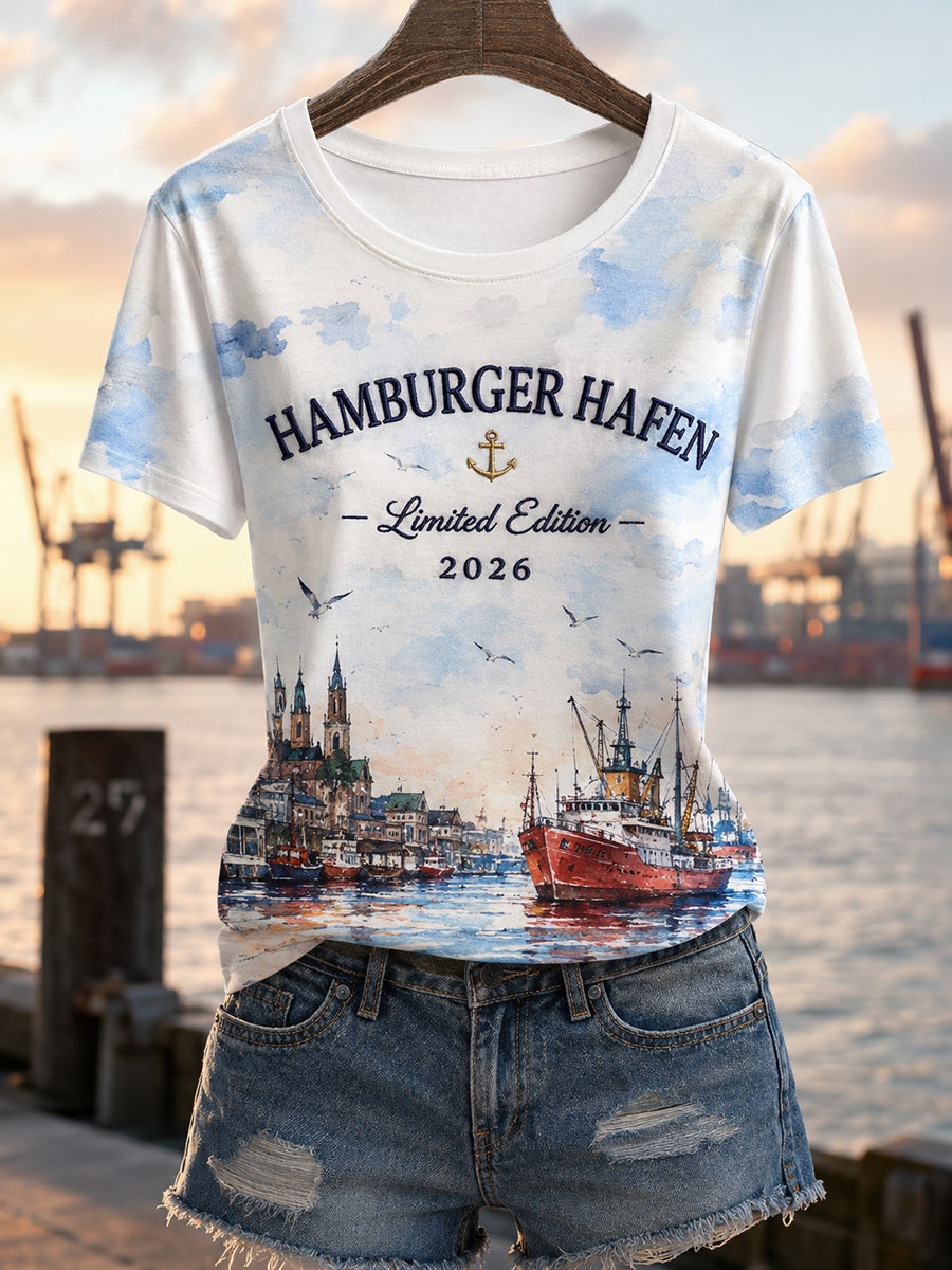 Damen-T-Shirt Hamburger Hafen 2026 Geburtstagsedition