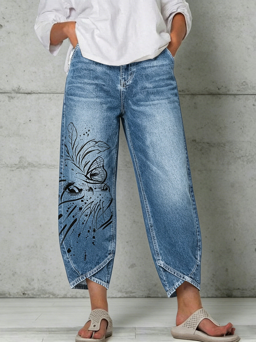 Damenhose mit Tiermotiv-Print