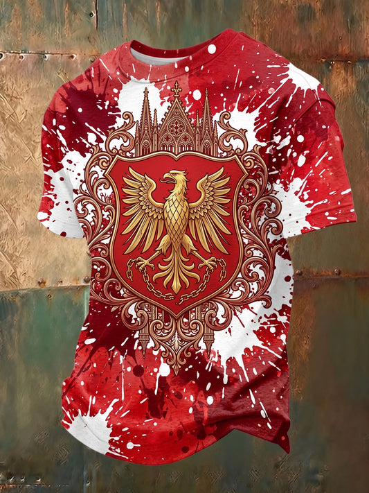 Herren-T-Shirt mit österreichischem Kunstdruck und kurzen Ärmeln