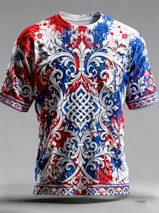 Kurzarm-T-Shirt für Männer mit österreichi schem Kunstdruck