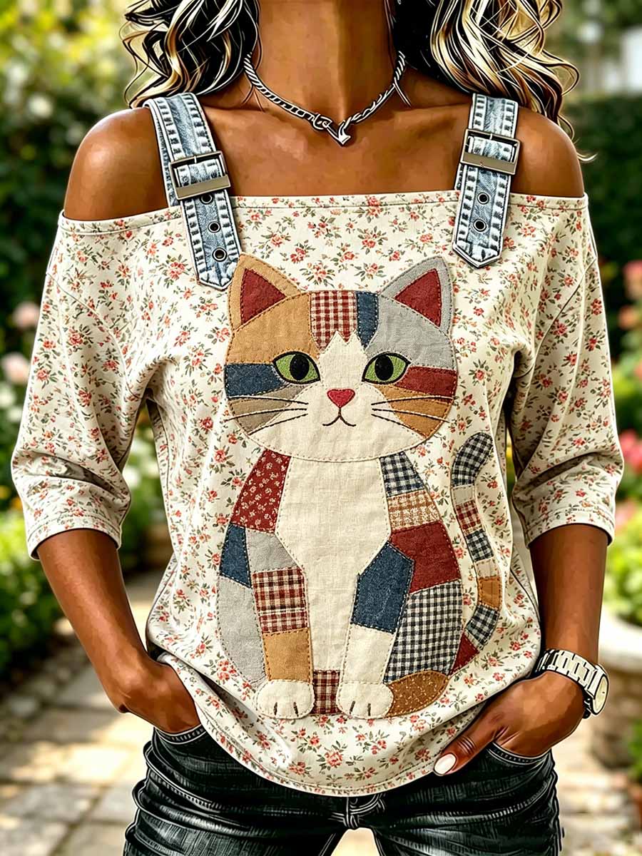 Damenmode T-Shirt mit Tiermotiv-Print