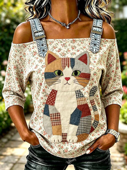 Damenmode T-Shirt mit Tiermotiv-Print
