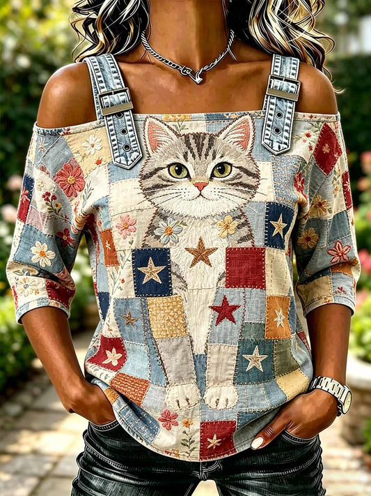 Damenmode T-Shirt mit Tiermotiv-Print