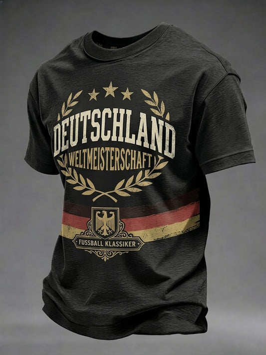 Herren deutscher Fußballfan 2026 Print Casual T-Shirt