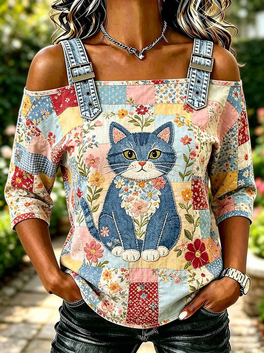 Damenmode T-Shirt mit Tiermotiv-Print