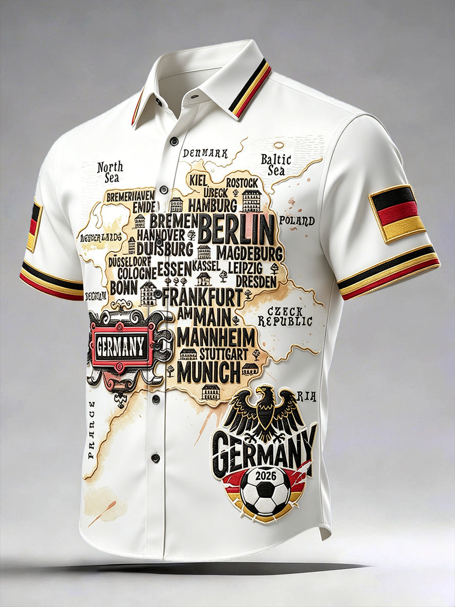 Herren-Fußball-Druck-Lässiges Kurzarm-Shirt