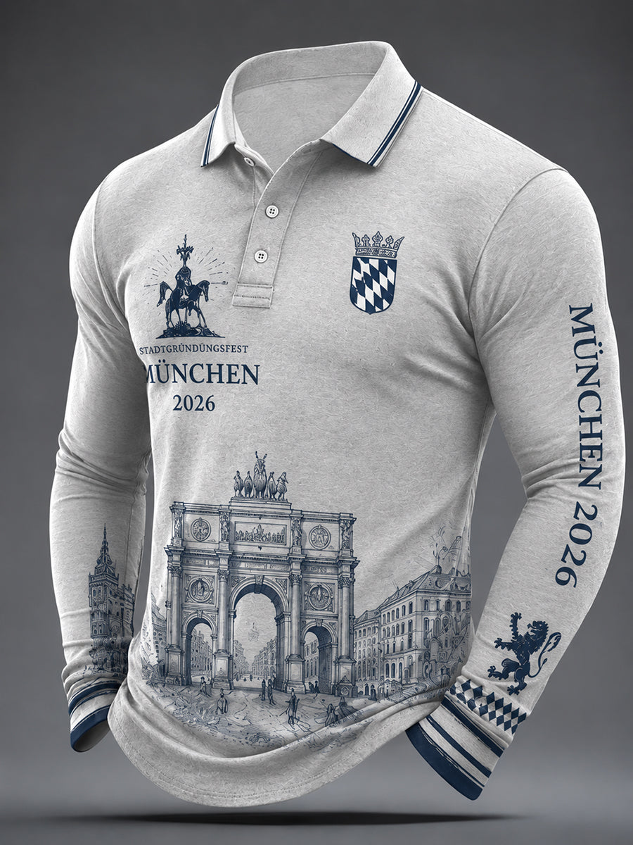 Herren München Stadt gründungs fest 2026 Print Langarm Hemd