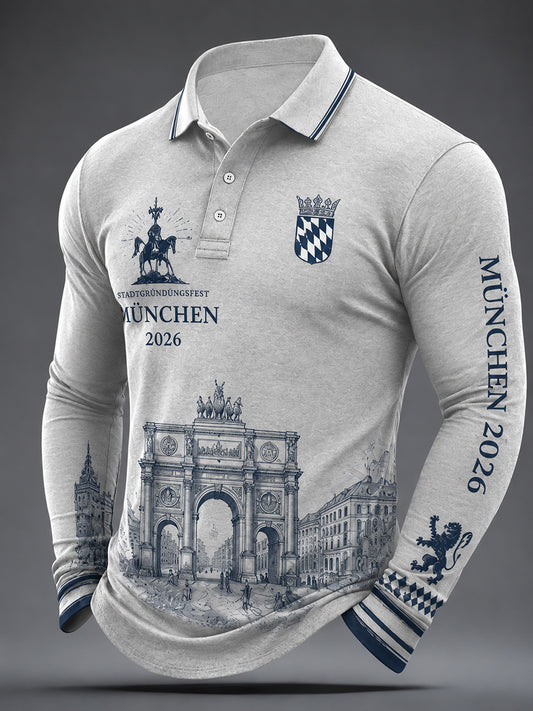 Herren München Stadt gründungs fest 2026 Print Langarm Hemd