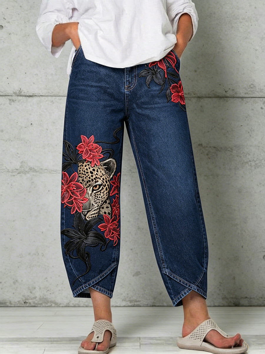 Damenhose mit Tiermotiv-Druck