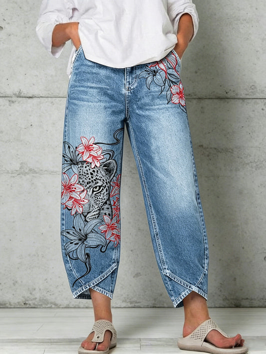 Damenhose mit Tiermotiv-Druck