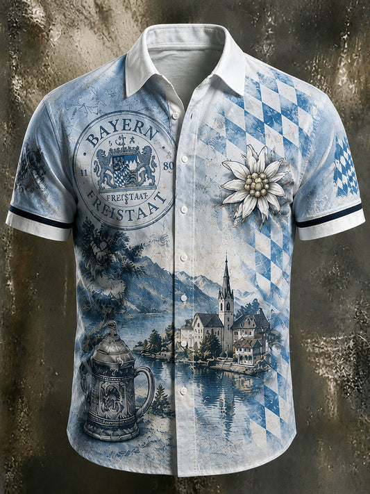 Herren-Bayern-Shirt mit Print und kurzen Ärmeln