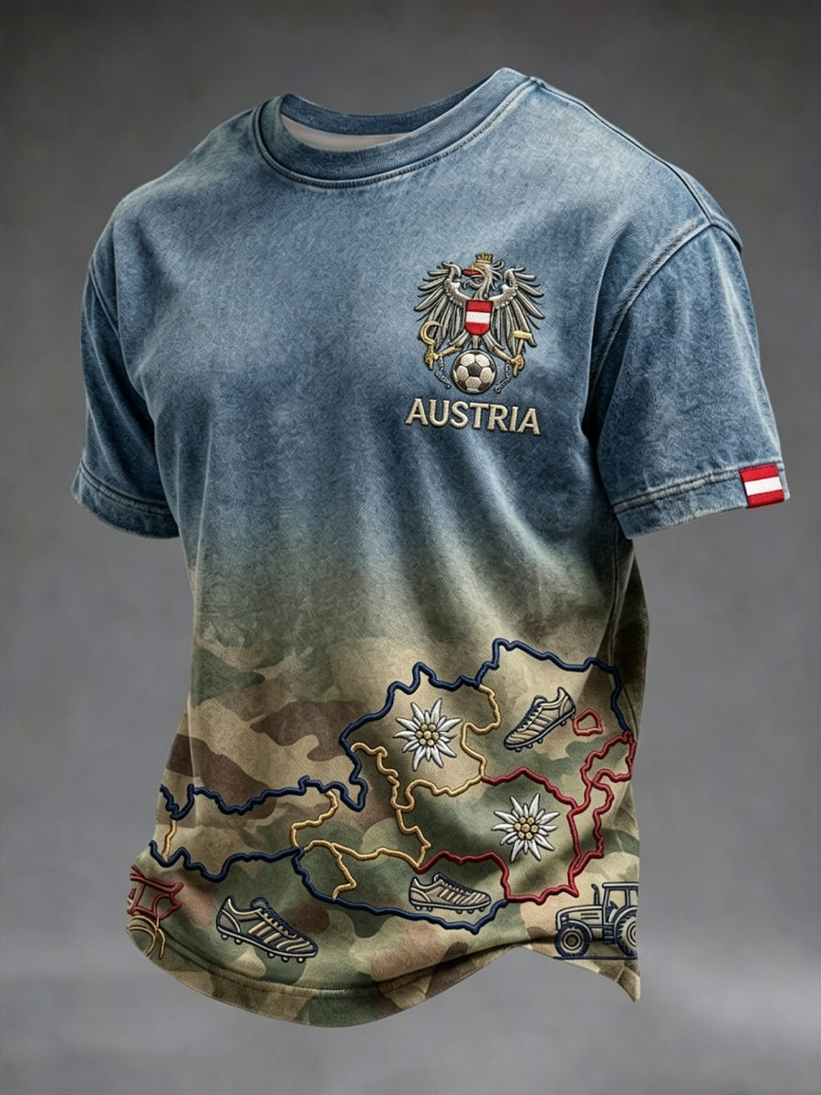 Vintage österreichische Landkarte Farbverlauf Lässiges T-Shirt