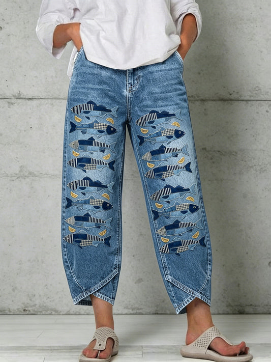 Damenhose mit Tiermotiv-Druck