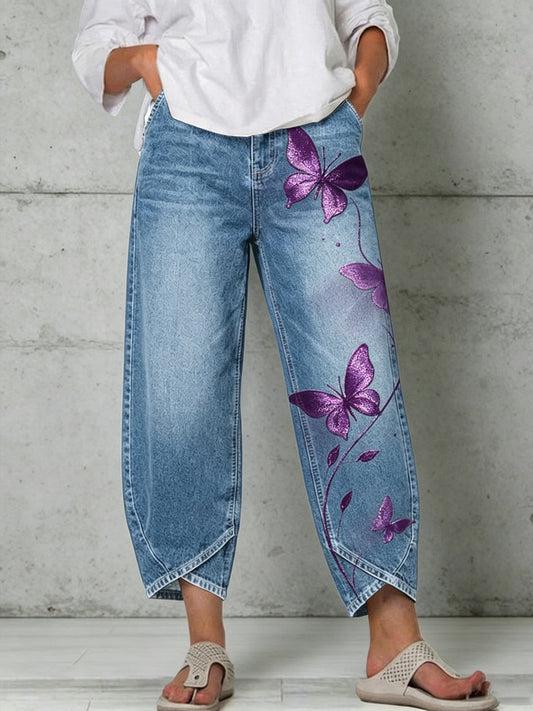 Damen-Tier-Schmetterlings-Kunstdruck hose