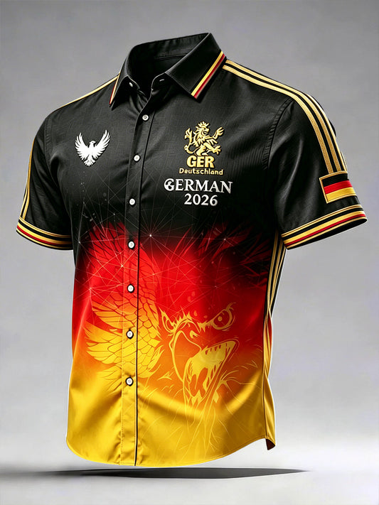 Herren Deutsches Fußball-Gradienten-Print Lässiges Kurzarm-Shirt