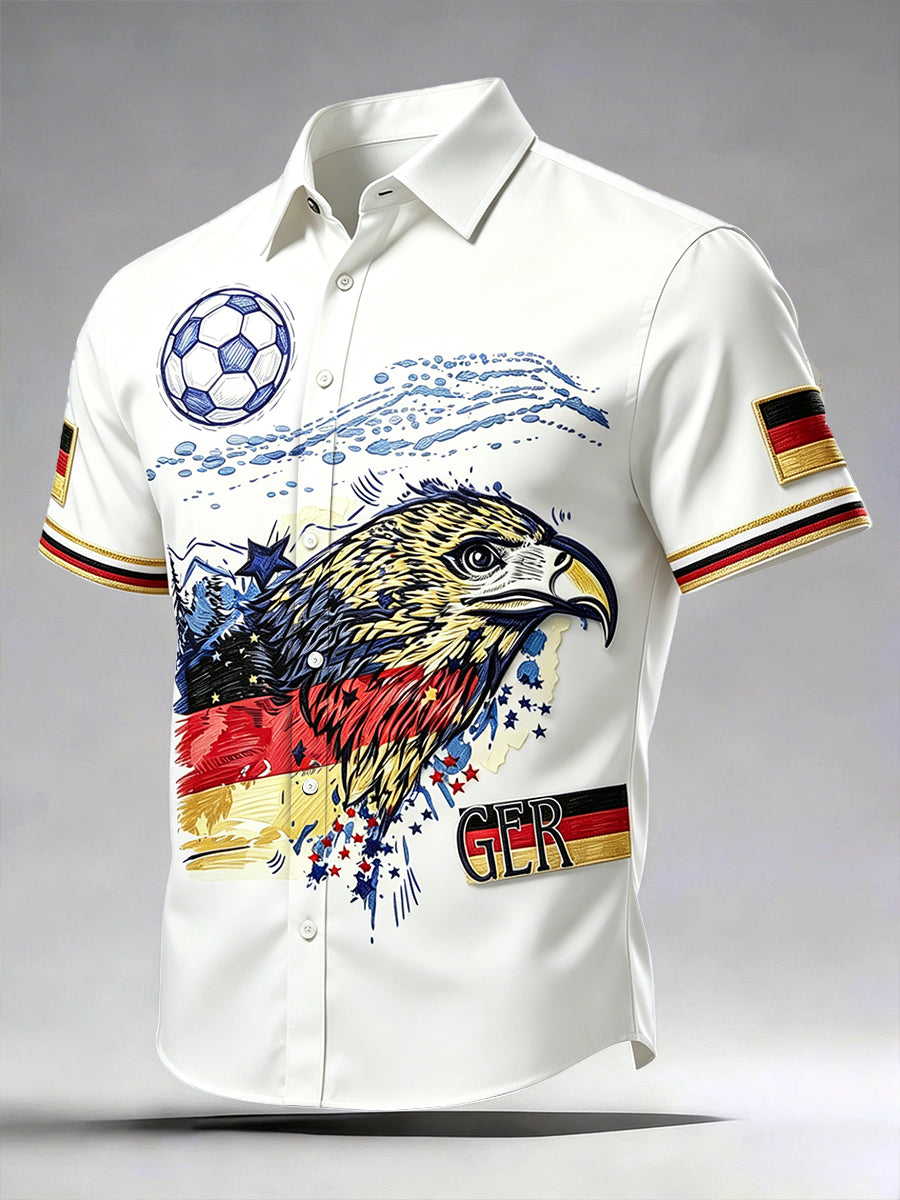 Herren weißes deutsches Fußball-Graffiti-Print-Kurzarm hemd