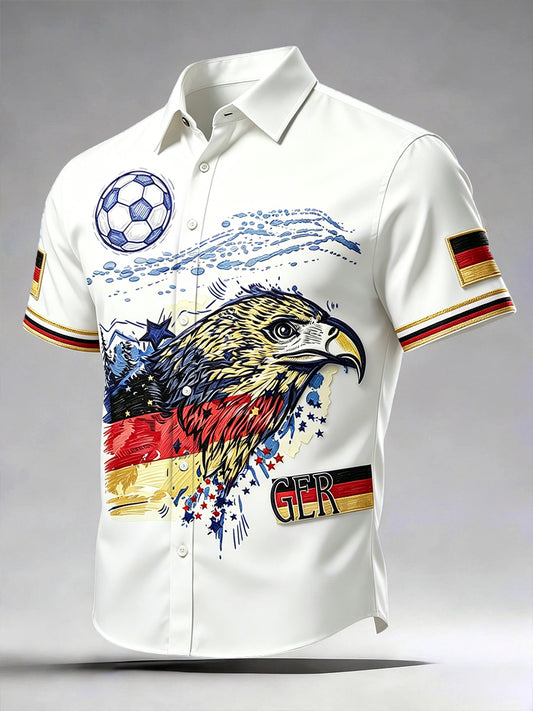Herren weißes deutsches Fußball-Graffiti-Print-Kurzarm hemd
