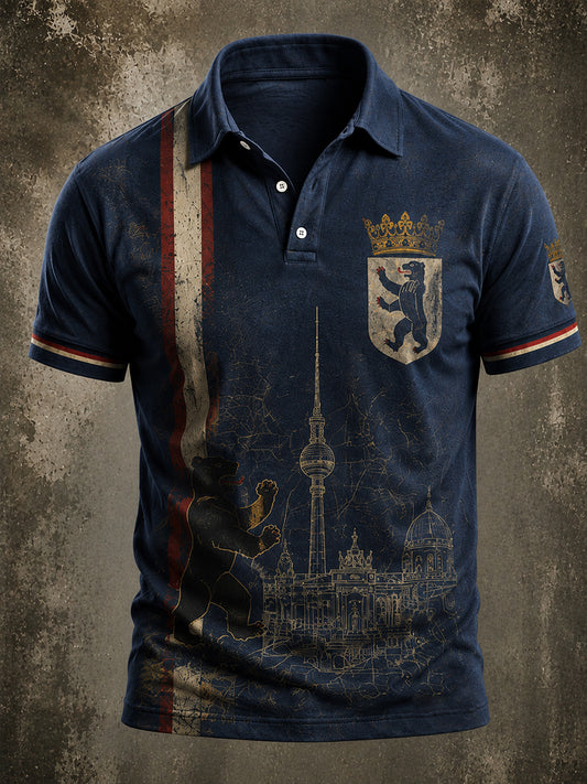 Herren-Retro-Hemd aus Berlin mit Kurzarm und Print