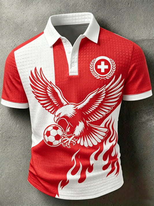 Herren-Schweizer-Fußballspiel-Kunstdruck-Polo