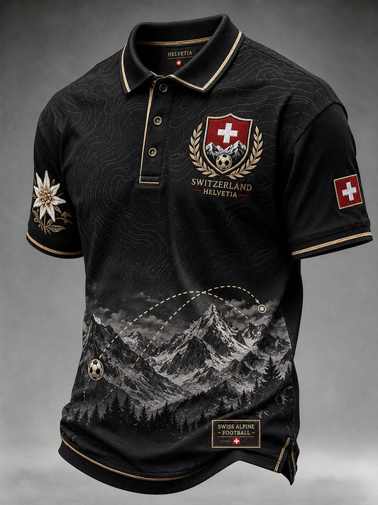 Retro-Schweizer Fußball-Fan‑Art‑Print lässiges Trikot