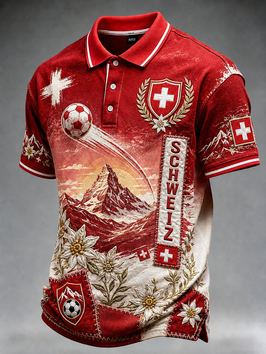 Retro-Schweizer Fußball-Fan‑Art‑Print lässiges Trikot