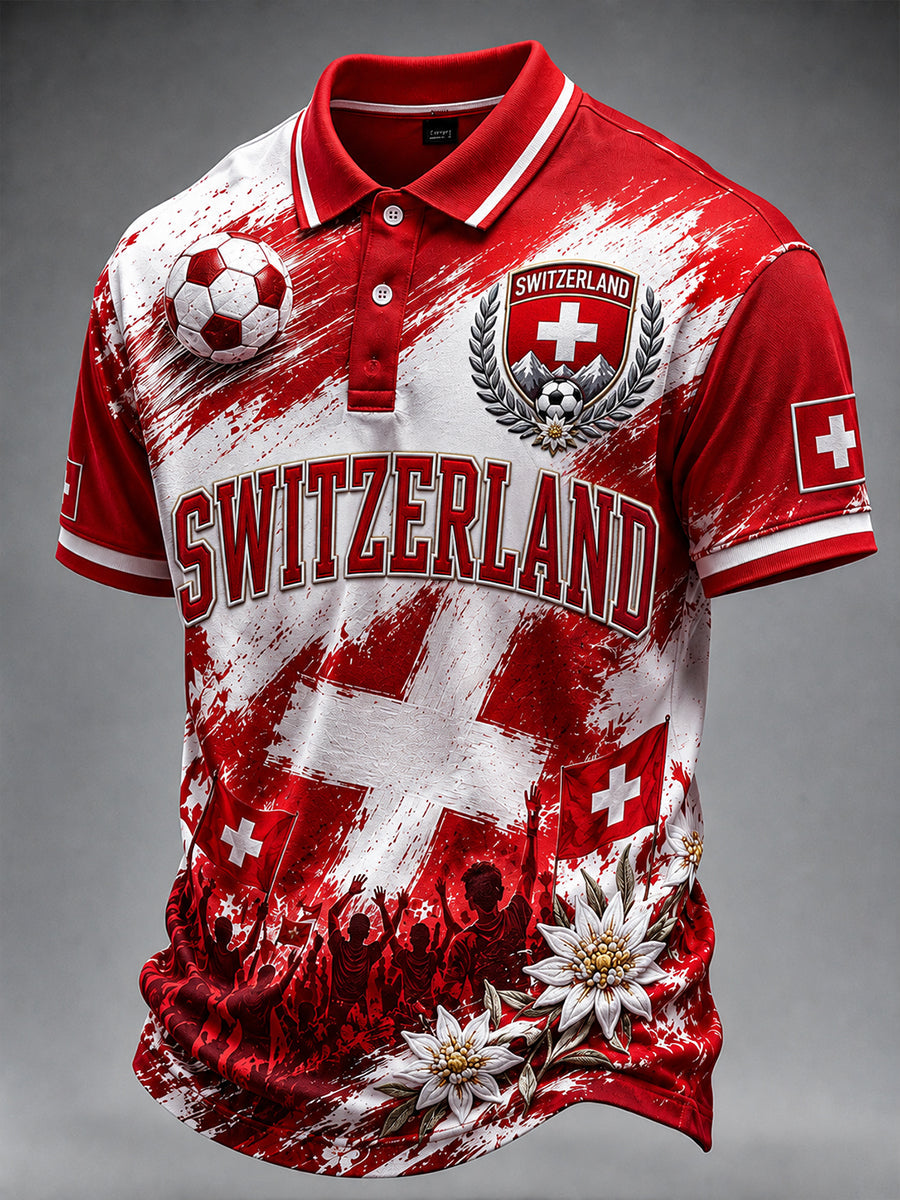 Retro-Schweizer Fußball-Fan‑Art‑Print lässiges Trikot