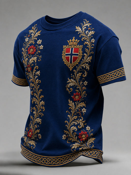 Retro-Herren-T-Shirt im nordischen Stil mit norwegischem Kunstdruck