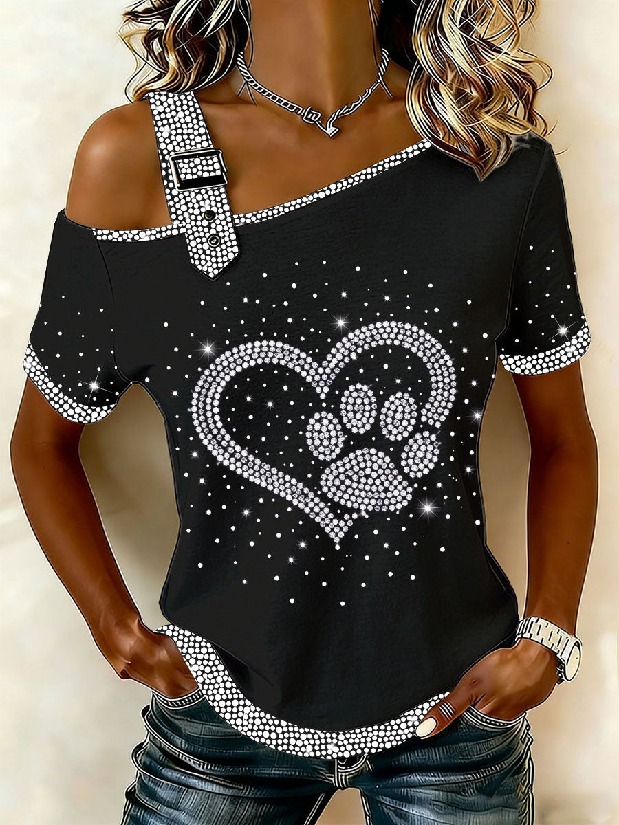 Damen-Casual-T-Shirt mit Katzenmuster