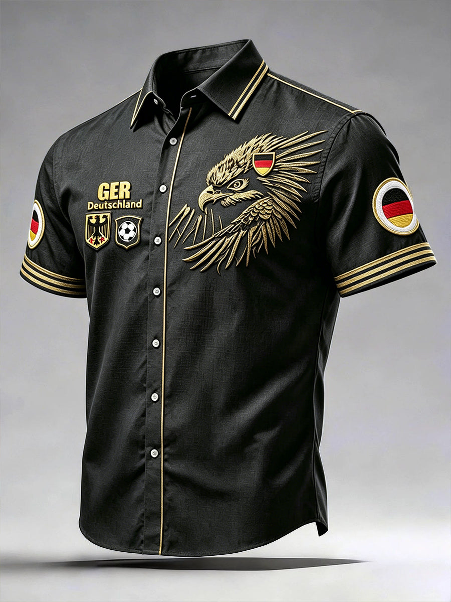 Herren-Fußball-Shirt mit Graffiti-Print und deutschen Adlern, lässig, kurzärmelig