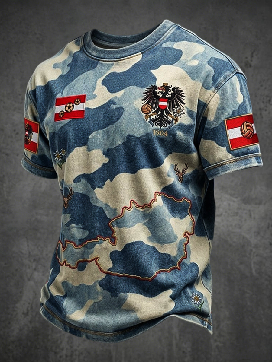 Vintage österreichisches Tarnmuster-Lässig-T-Shirt