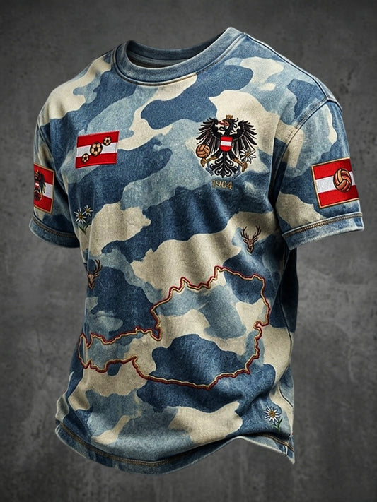 Vintage österreichisches Tarnmuster-Lässig-T-Shirt